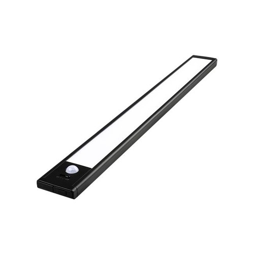 Batteridriven skåpbelysning - 40cm, Svart, PIR-sensor, uppladdningsbar
