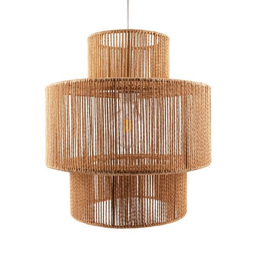 Brun Ø40cm pendel - E27-fattning, 2m sladd, papperssnöre
