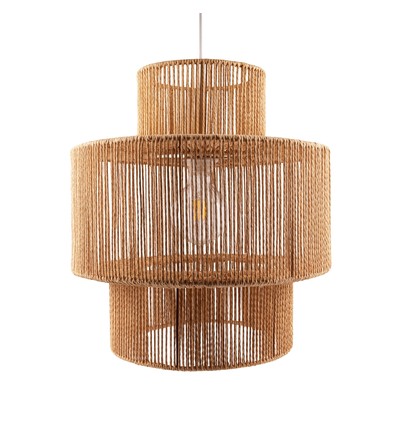 SNOR Brun Ø40cm pendel - E27 sockel, 2m sladd, flätad papperssnöre