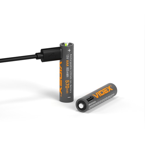 2 st AAA-batterier, USB-C uppladdningsbara - 1,5V, 570mAh, Li-ion