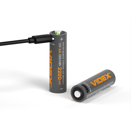 2 st AA-batterier, USB-C uppladdningsbara - 1,5V, 2200mAh, Li-ion