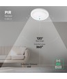 12W LED sensorlampa - Rund, vit, PIR-sensor, Cree-chip, 3-i-1 CCT