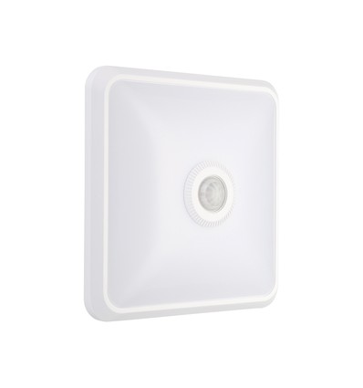 12W LED-sensorlampa, CCT - 3 ljusfärger, PIR-sensor, 6 års garanti, Cree, kvadratisk, vit