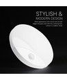 V-Tac 15W LED utomhusvägglampa med sensor - Rund, vit, Cree-chip, CCT