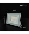 30W LED strålkastare - Vitt hus, 6500K