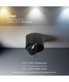 12W LED utanpåliggande spot - IP44, svart, CCT, Cree-chip