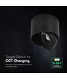 V-Tac 18W LED utanpåliggande spotlight - IP44, svart, CCT, Cree-chip
