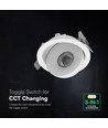 V-Tac 18W COB LED downlight - IP44, CCT, Cree-chip, vit, 6 års garanti