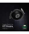 V-Tac 18W LED-downlight - IP44, CCT, Cree-chip, svart