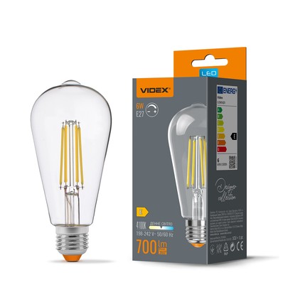 E27 6W dimbar filament LED-lampa - ST64, neutral vit