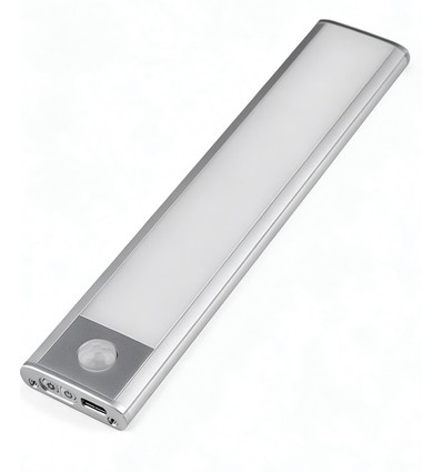 20cm 1,5W LED skåplampa med sensor - Silver, uppladdningsbar, IP20