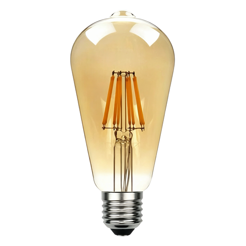 E27 6W LED-filamentlampa - ST64, 800lm, amber glas, 2700K, varmvit