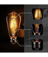 E27 6W LED-filamentlampa - ST64, 800lm, amber glas, 2700K, varmvit