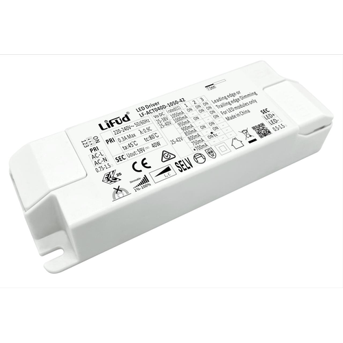 Lifud 40W / 700-1050mA dimbar LED-drivdon - 25-42V, Triac fasedimning, flimmerfri