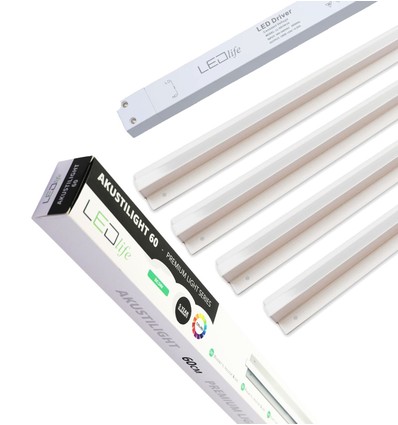 Troldtekt LED-skenset 4x120 cm - Infälld, Akustilight inkl. kablar och driver