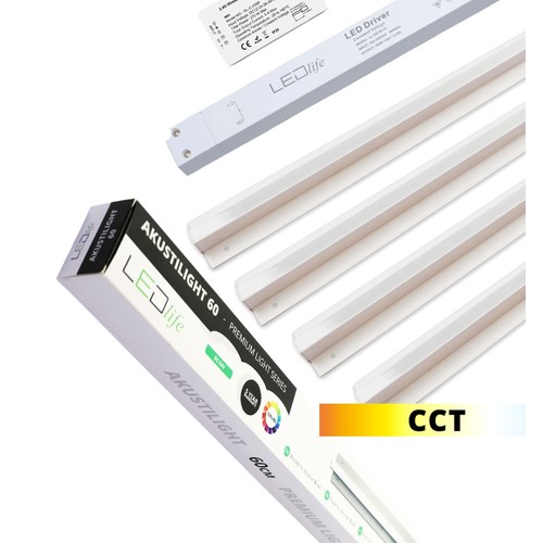 Troldtekt LED Zigbee skenset 4x120 cm - CCT, infälld, Akustilight