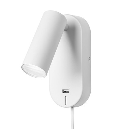 EGO LED Vägglampa med USB och Touch dimmer, 4,5W, Nielsen Light - vit