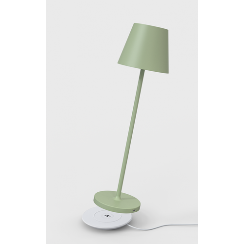 Laddningsbar bordslampa, utomhus, 2700K, RA97, dimbar, grön, med laddningsfot - Calida Mini