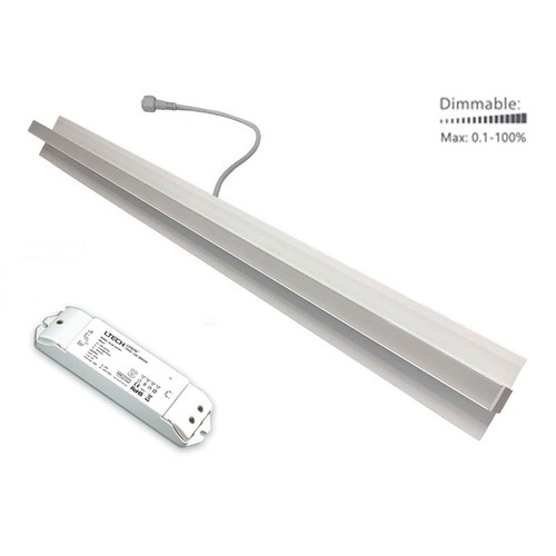 LED Troldtektskinne, 60cm 4000K, 1850 lumen, RA90, 0-10v Dæmpbar, planforsænket