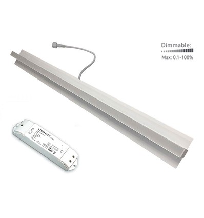 LED Troldtektskinne, 60cm 4000K, 1850 lumen, RA90, 0-10v Dæmpbar, planforsænket
