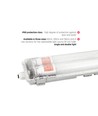 120cm Limea T8 LED-armatur, genomkopplad - För 2x 120cm LED-lysrör, IP65 vattentät