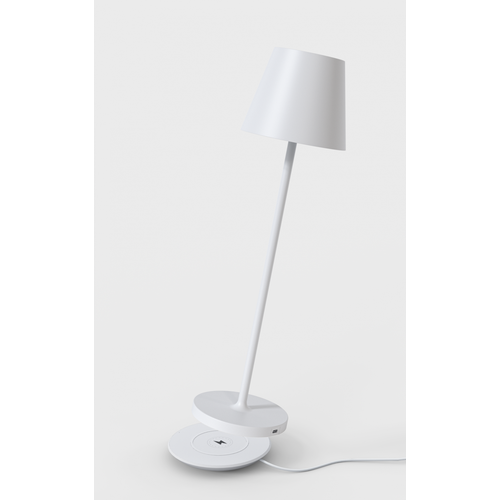 Laddningsbar bordslampa, utomhus, 2700K, RA97, dimbar, vit, med laddningsfot - Calida Mini