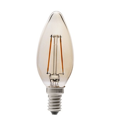 E14 4W LED-kronljus - Filament, rökfärgat glas, extra varm