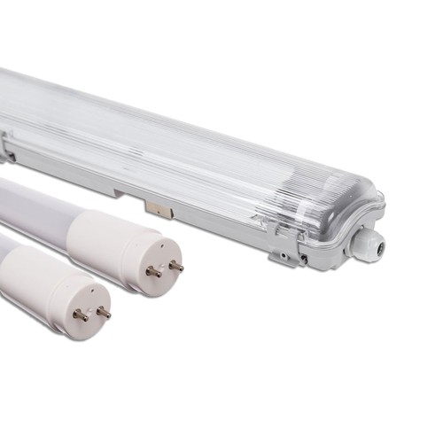 120cm Armatur + 2x LED-lysör T8 - IP65, genomkopplad