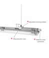 150cm 24W Limea T8 LED dubbelarmatur - IP65 vattentät, inkl. LED-lysör
