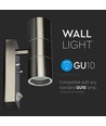 GU10 Vägglampa upp/ner m. sensor - IP44 utomhus, rostfri, utan ljuskälla
