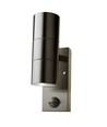 GU10 Vägglampa upp/ner m. sensor - IP44 utomhus, rostfri, utan ljuskälla