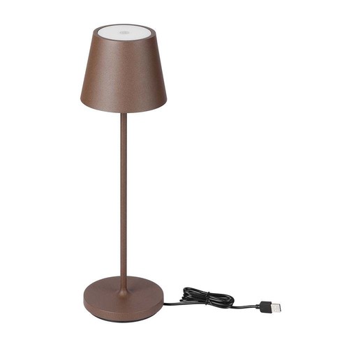 V-Tac uppladdningsbar bordslampa, trådlöst - Cortenfärgad, IP54 utomhus bordslampa, touch dimbar