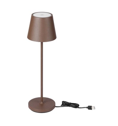 V-Tac uppladdningsbar bordslampa, trådlöst - Cortenfärgad, IP54 utomhus bordslampa, touch dimbar