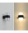 9W LED-vägglampa - IP65 utomhus, rund, svart, upp/ner, inkl. ljuskälla