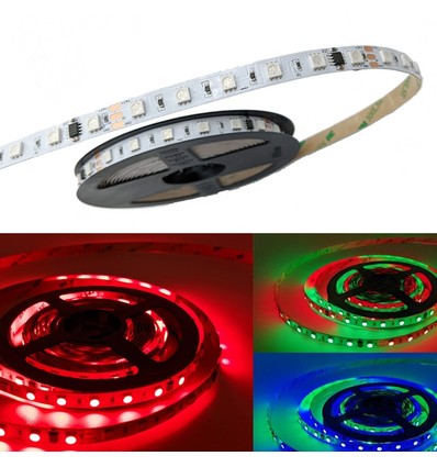 5m 12W/m RGBIC LED-strip - 24V DC, IP20, 60 LED per meter