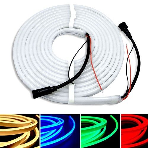 5m 16W/m RGB+WW Neon flex strip - 24V DC, IP65, 72 LED per m, kan kapas var 10:e cm
