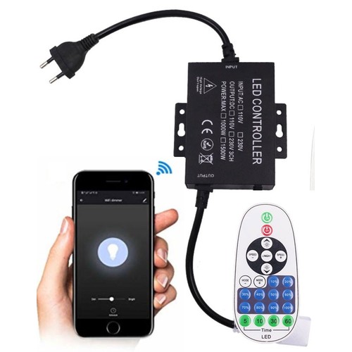 230V WiFi Smart Home dimmer - Inkl. ändstycke, till 230V (Type X-2), minnesfunktion, max 80 m