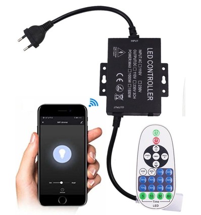 230V WiFi Smart Home dimmer - Inkl. ändstycke, till 230V (COB), minnesfunktion, max 80 m