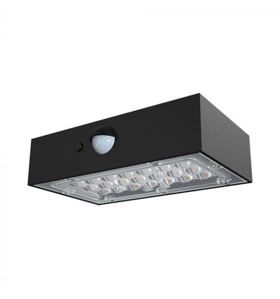 3W Solcellsvägglampa LED - IP65, svart, sensor