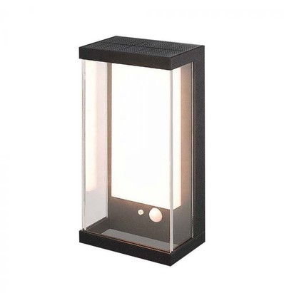 1W Solcellsvägglampa LED - IP54, svart, sensor
