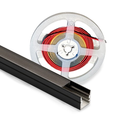 120cm Belysning för akustikpanel, svart - Komplett set med aluminiumprofil och COB LED-strip