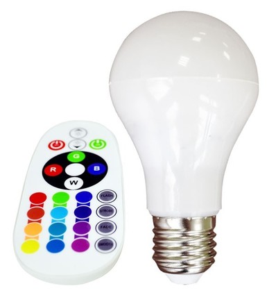 E27 6W LED-lampa - Med RF-fjärrkontroll, RGB