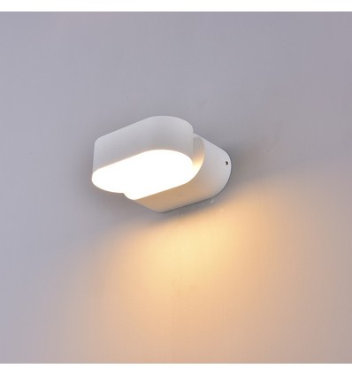 6W LED vit vägglampa - IP65 utomhus, Oval, roterbar 350 grader, inkl. ljuskälla