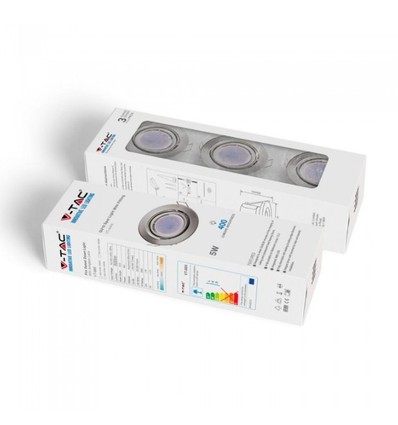 3-pack 5W infälld spotlight - Stålfront, komplett med GU10-hållare och LED-spot
