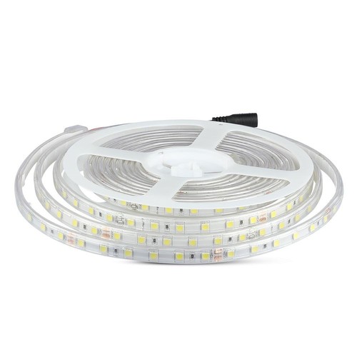 5m 9W/m stänksäker LED-strip - 24V DC, IP65, 60 LED per meter