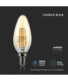 E14 4W LED-kronljus - Filament, rökfärgat glas, extra varm