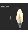 E14 4W LED-kronljus - Filament, rökfärgat glas, extra varm