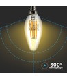 E14 4W LED-kronljus - Filament, rökfärgat glas, extra varm