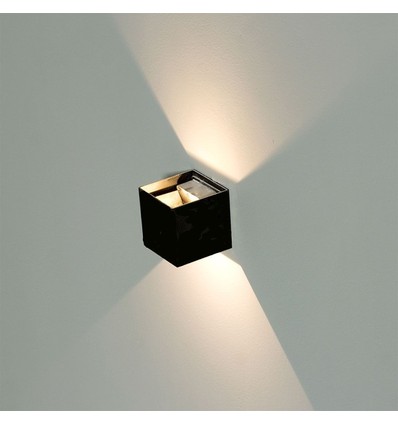 5W LED vägglampa - IP65 utomhus, fyrkantig, justerbar spridning, svart, inkl. ljuskälla