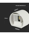 5W LED vägglampa - IP65 utomhus, Rund, Vit, Justerbar spridning, Inkl. ljuskälla